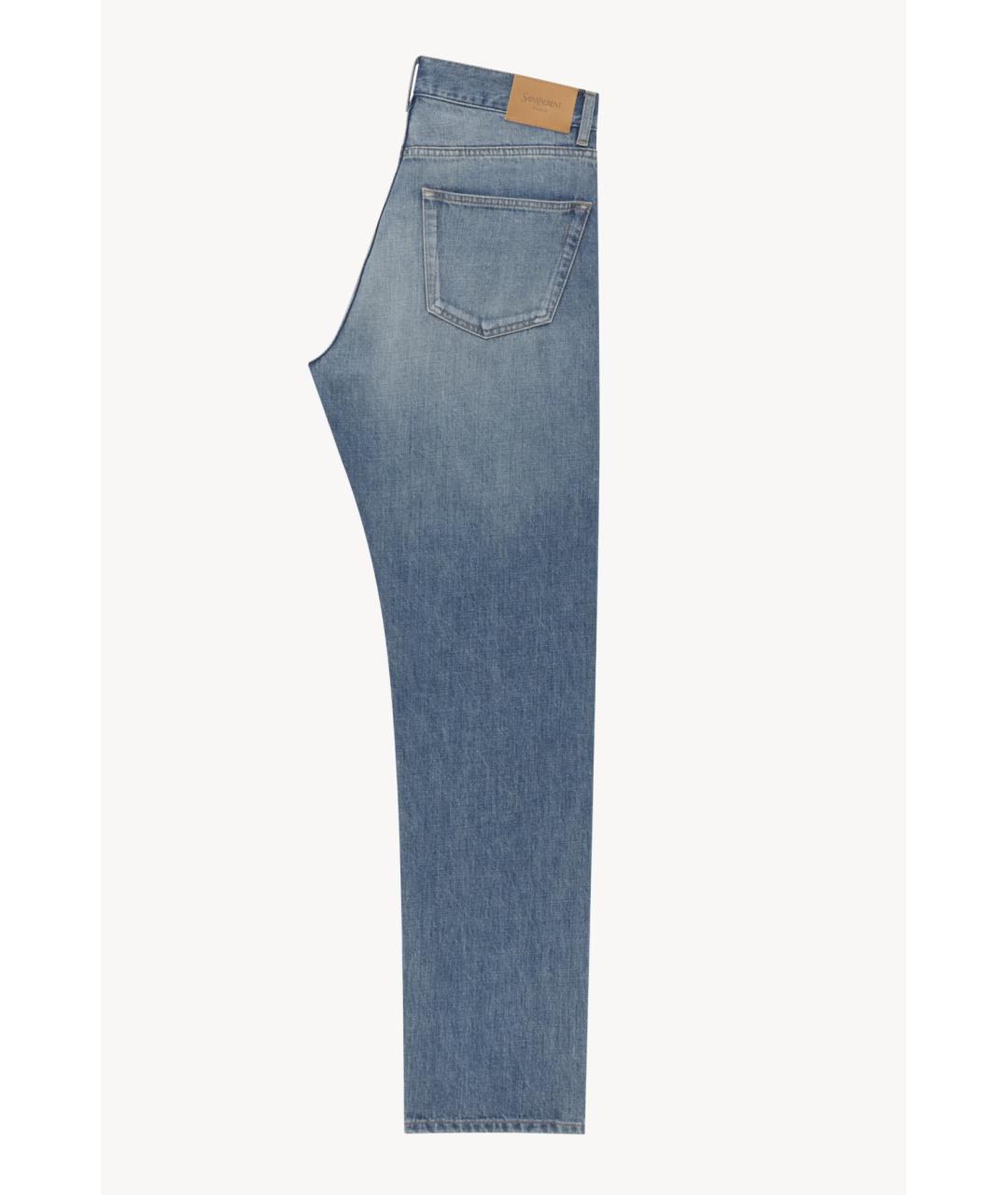 SAINT LAURENT Голубые хлопковые прямые джинсы, фото 2