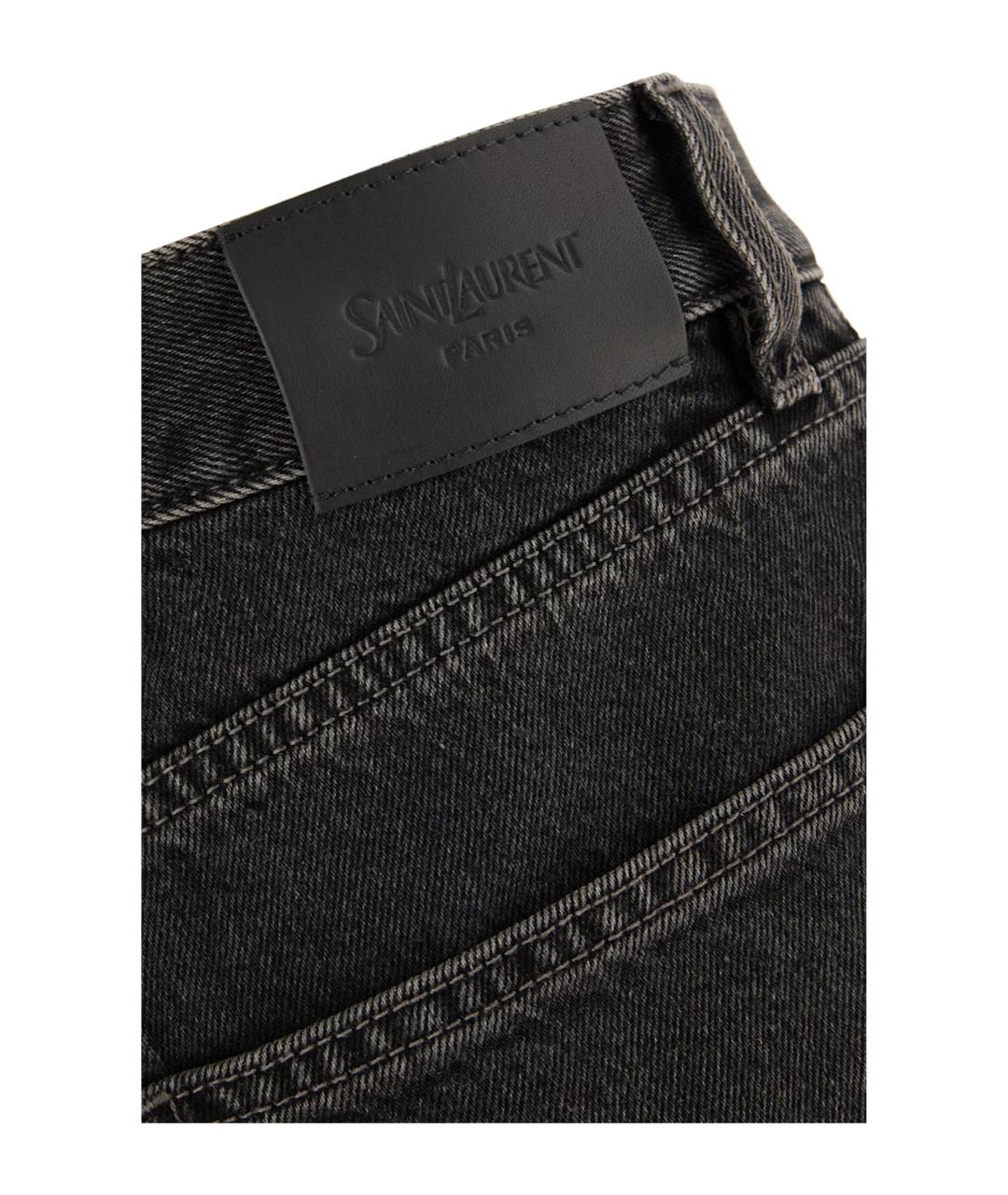 SAINT LAURENT Черные хлопковые прямые джинсы, фото 3