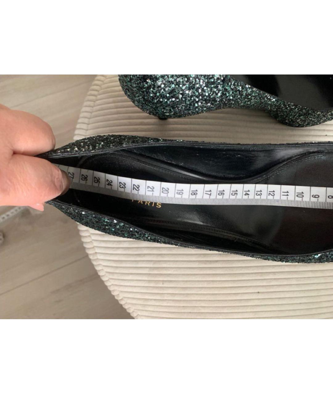 SAINT LAURENT Зеленые кожаные туфли, фото 6