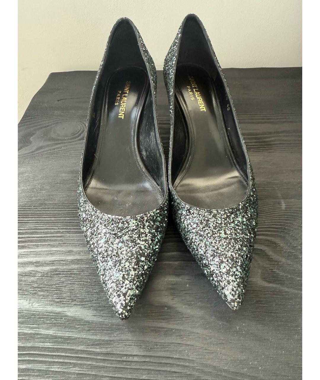 SAINT LAURENT Зеленые кожаные туфли, фото 8