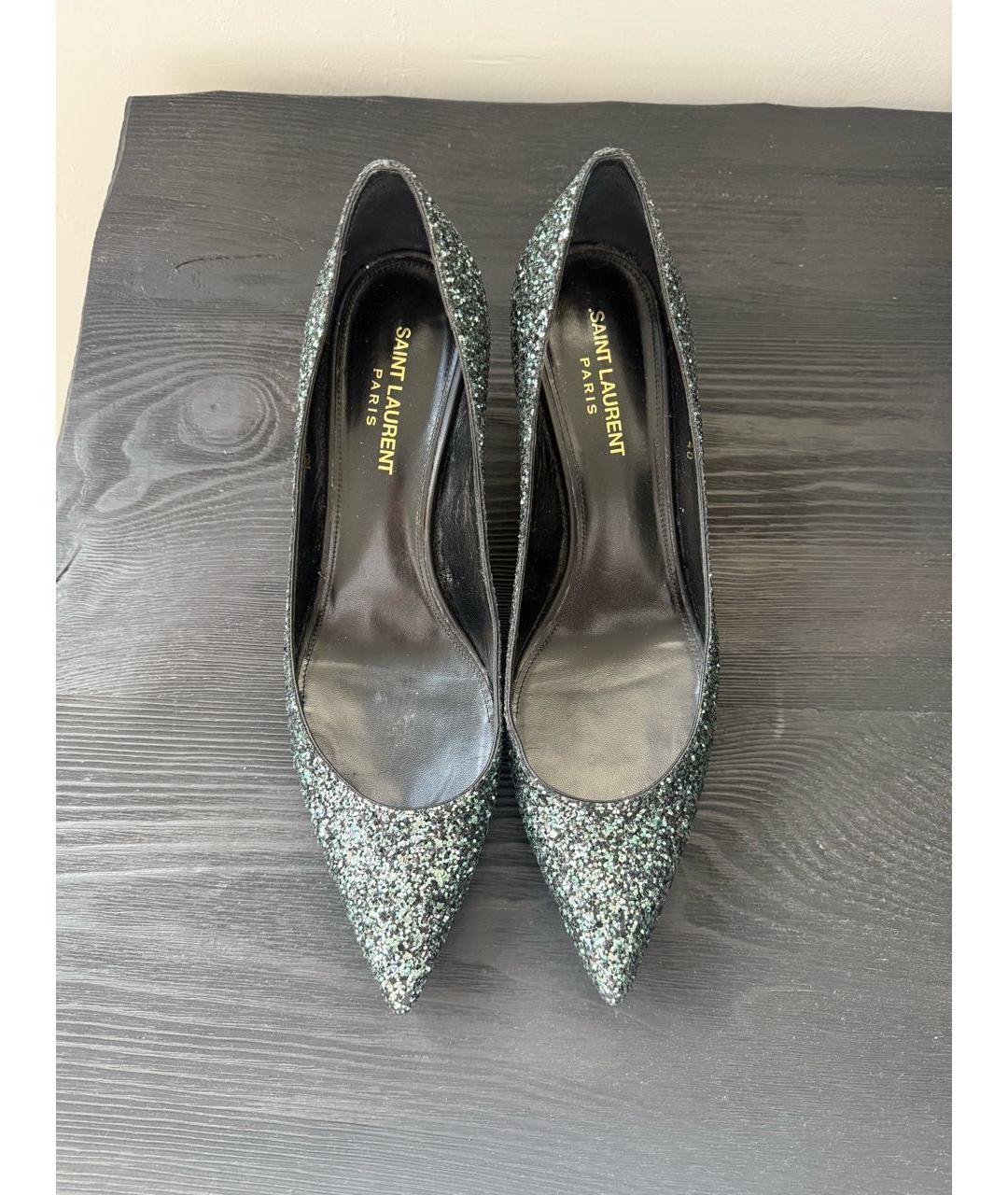 SAINT LAURENT Зеленые кожаные туфли, фото 2