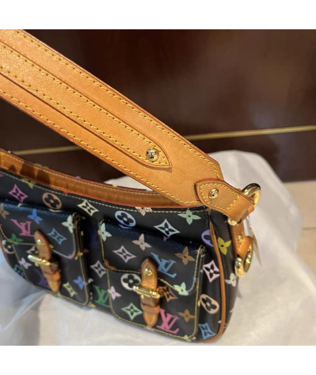 LOUIS VUITTON Черная кожаная сумка через плечо, фото 4