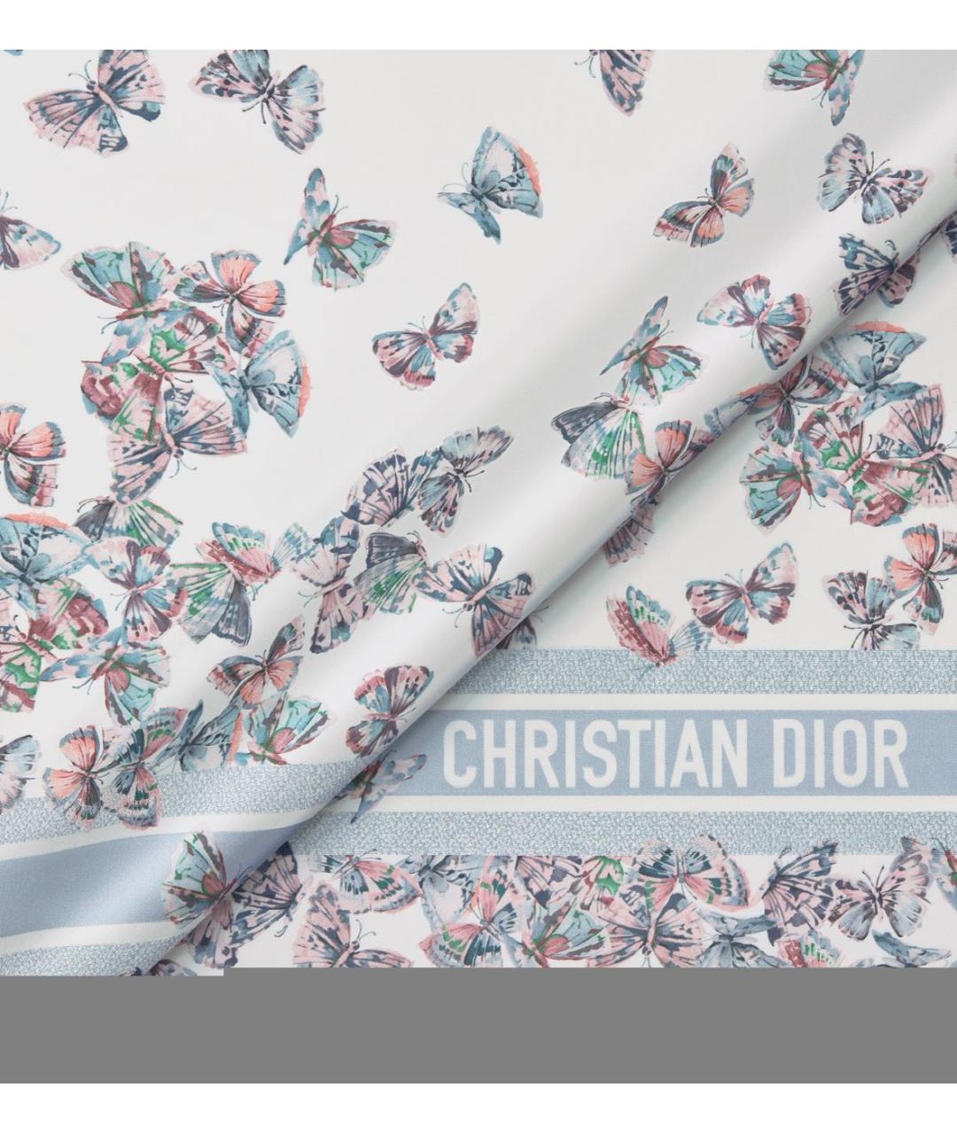 CHRISTIAN DIOR Голубой шелковый платок, фото 3