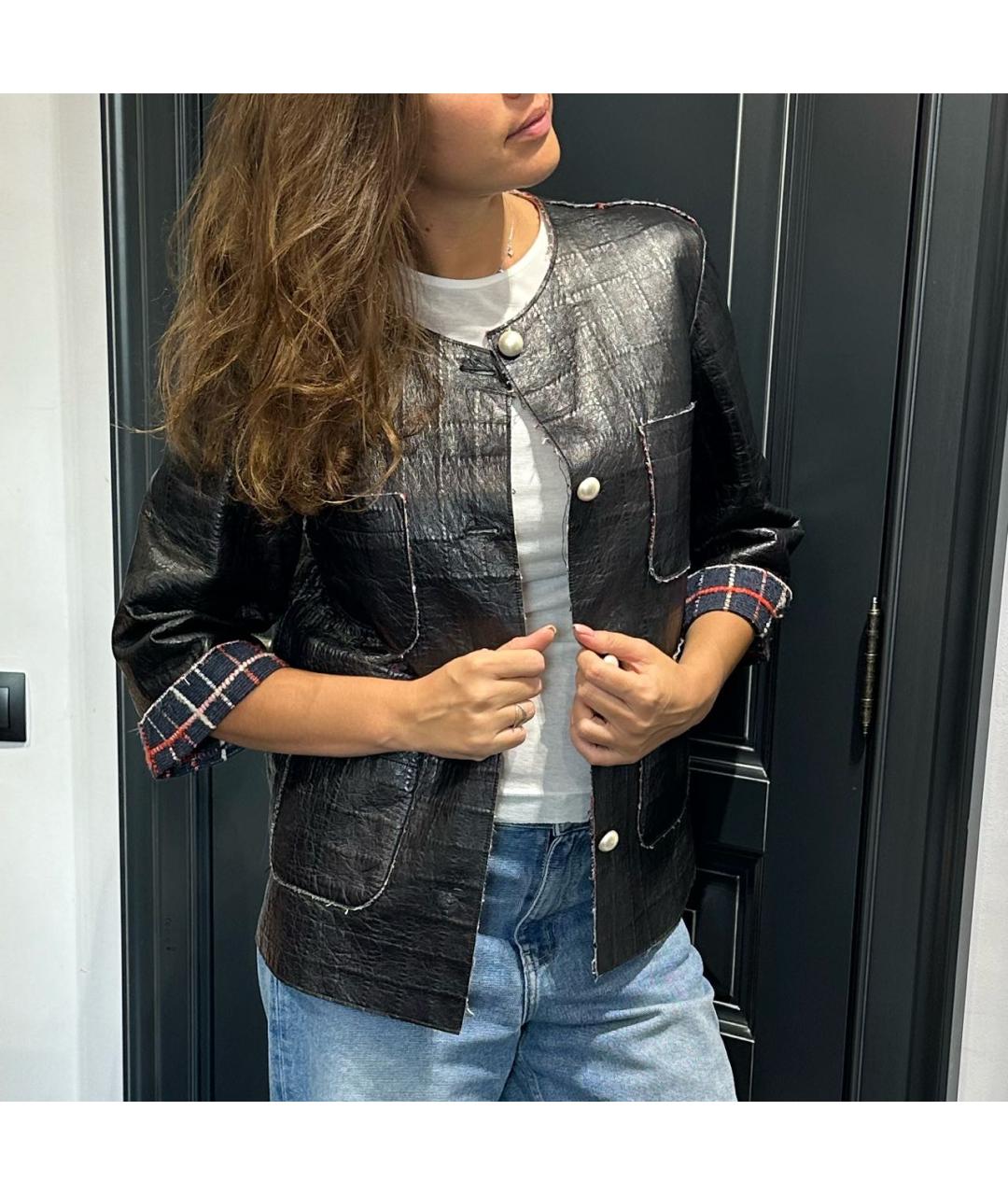 CHANEL Черная кожаная куртка, фото 4
