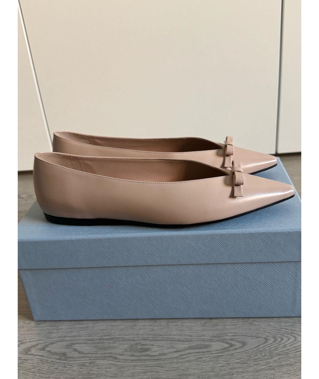 PRADA Розовые кожаные балетки, фото 9