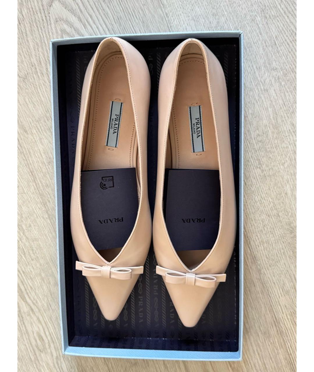 PRADA Розовые кожаные балетки, фото 3
