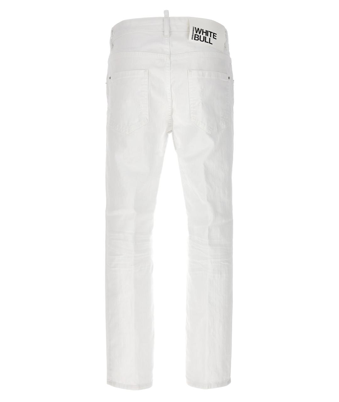 DSQUARED2 Белые хлопковые прямые джинсы, фото 2