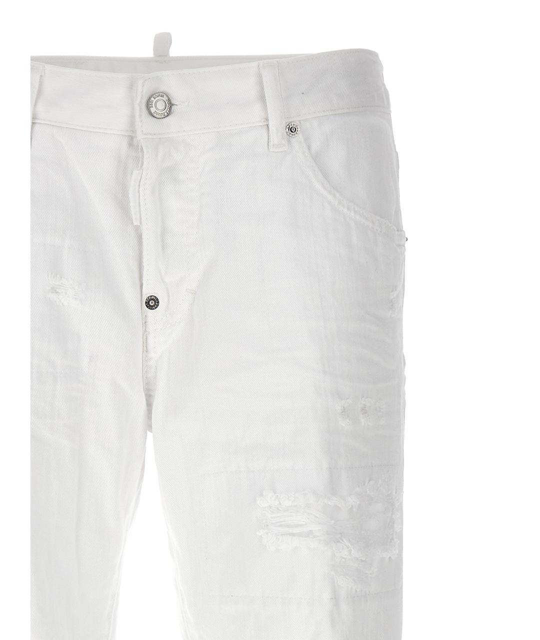 DSQUARED2 Белые хлопковые прямые джинсы, фото 3