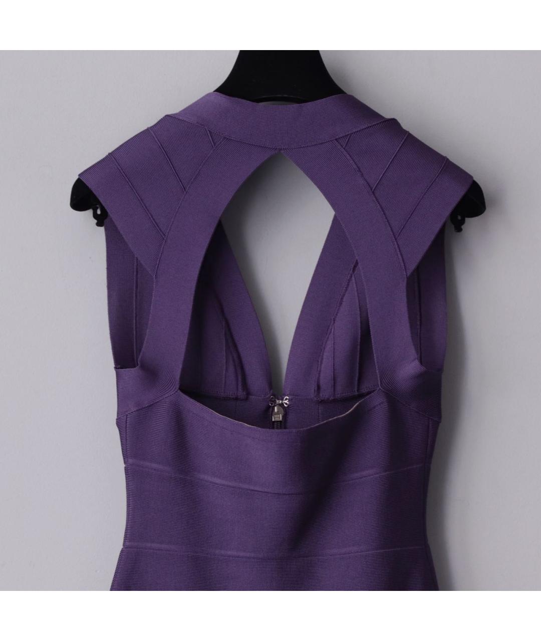 HERVE LEGER Фиолетовое вискозное коктейльное платье, фото 6