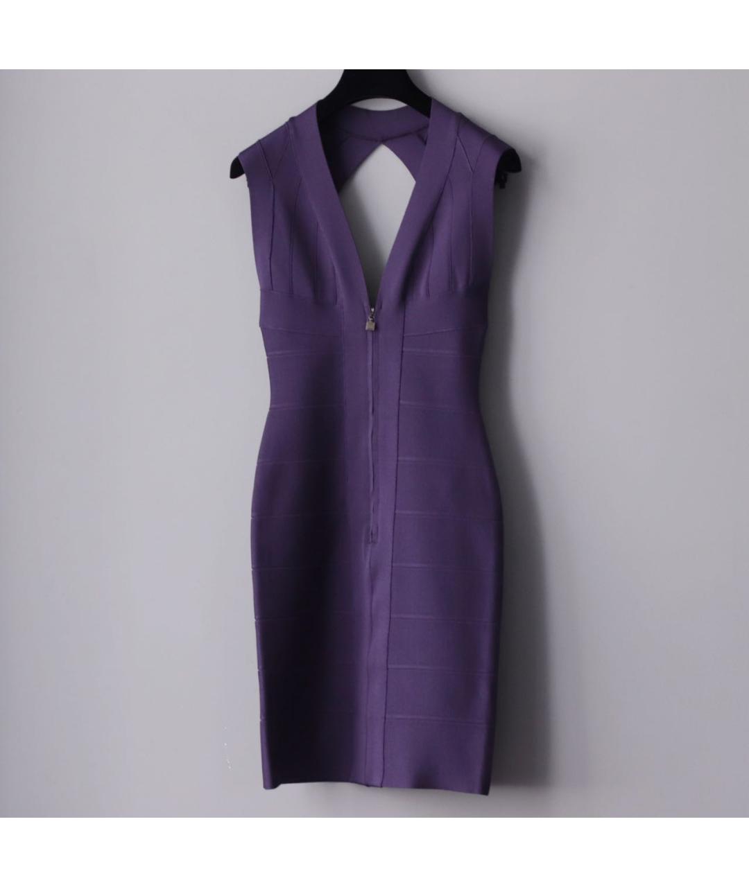 HERVE LEGER Фиолетовое вискозное коктейльное платье, фото 8