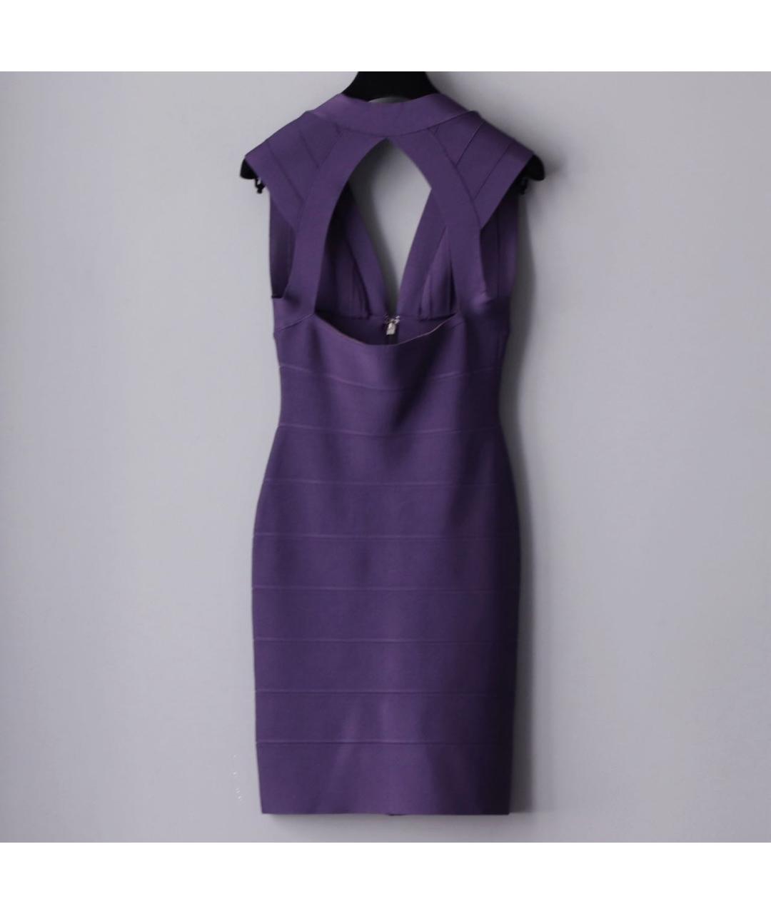 HERVE LEGER Фиолетовое вискозное коктейльное платье, фото 2
