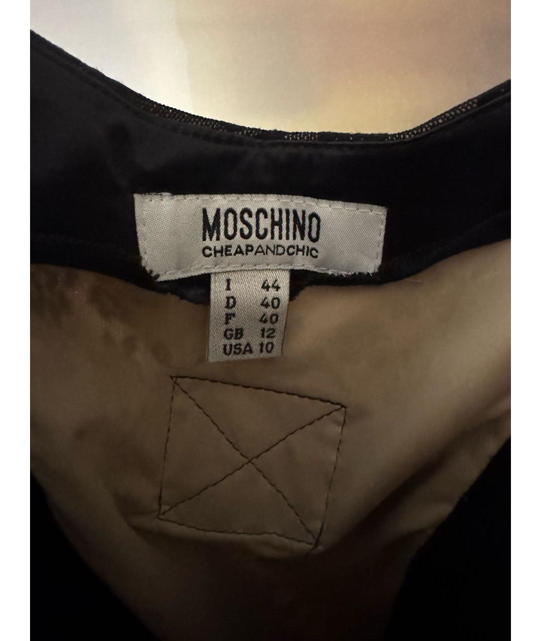 MOSCHINO Черное хлопко-эластановое коктейльное платье, фото 3
