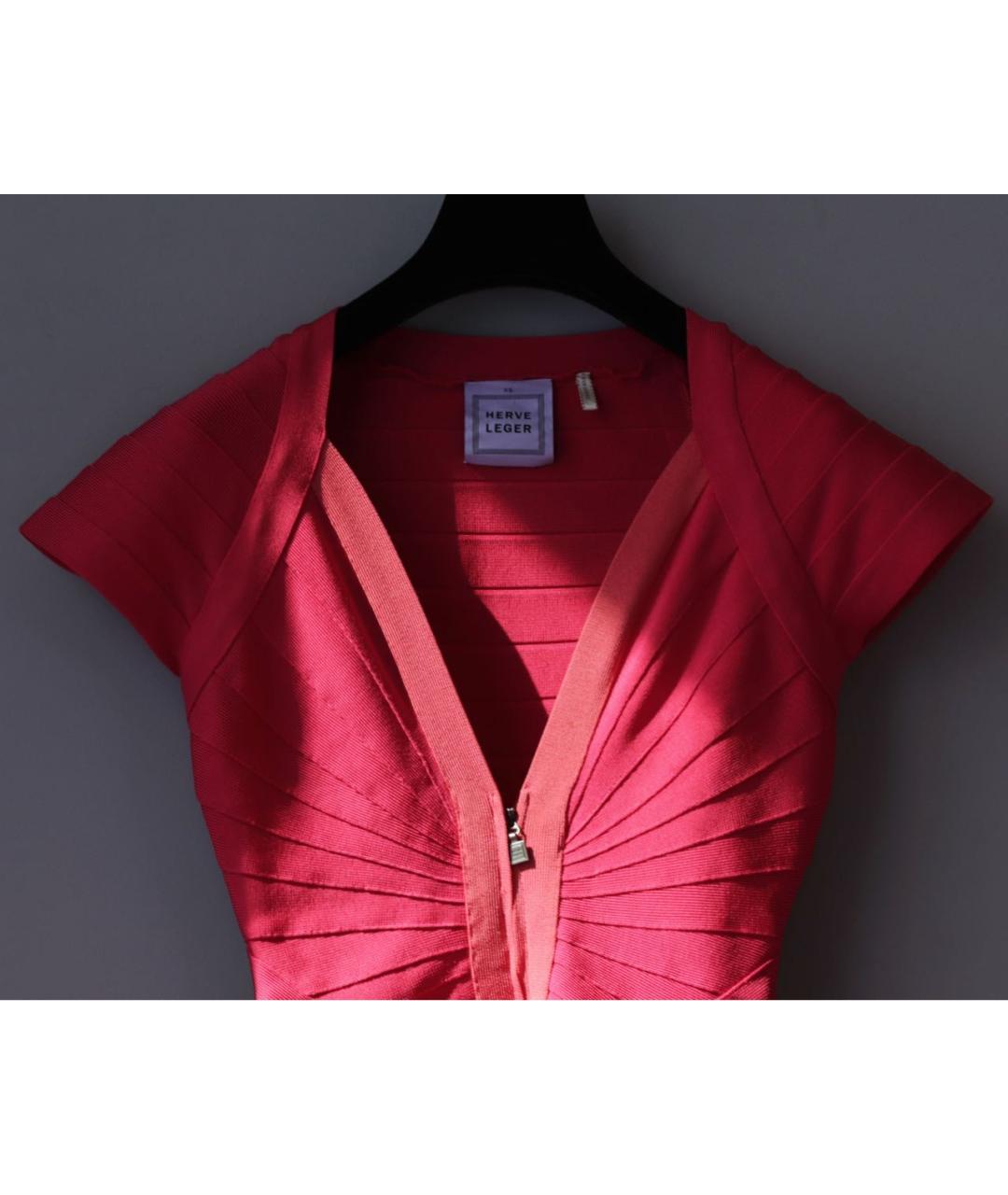 HERVE LEGER Розовое вискозное коктейльное платье, фото 4