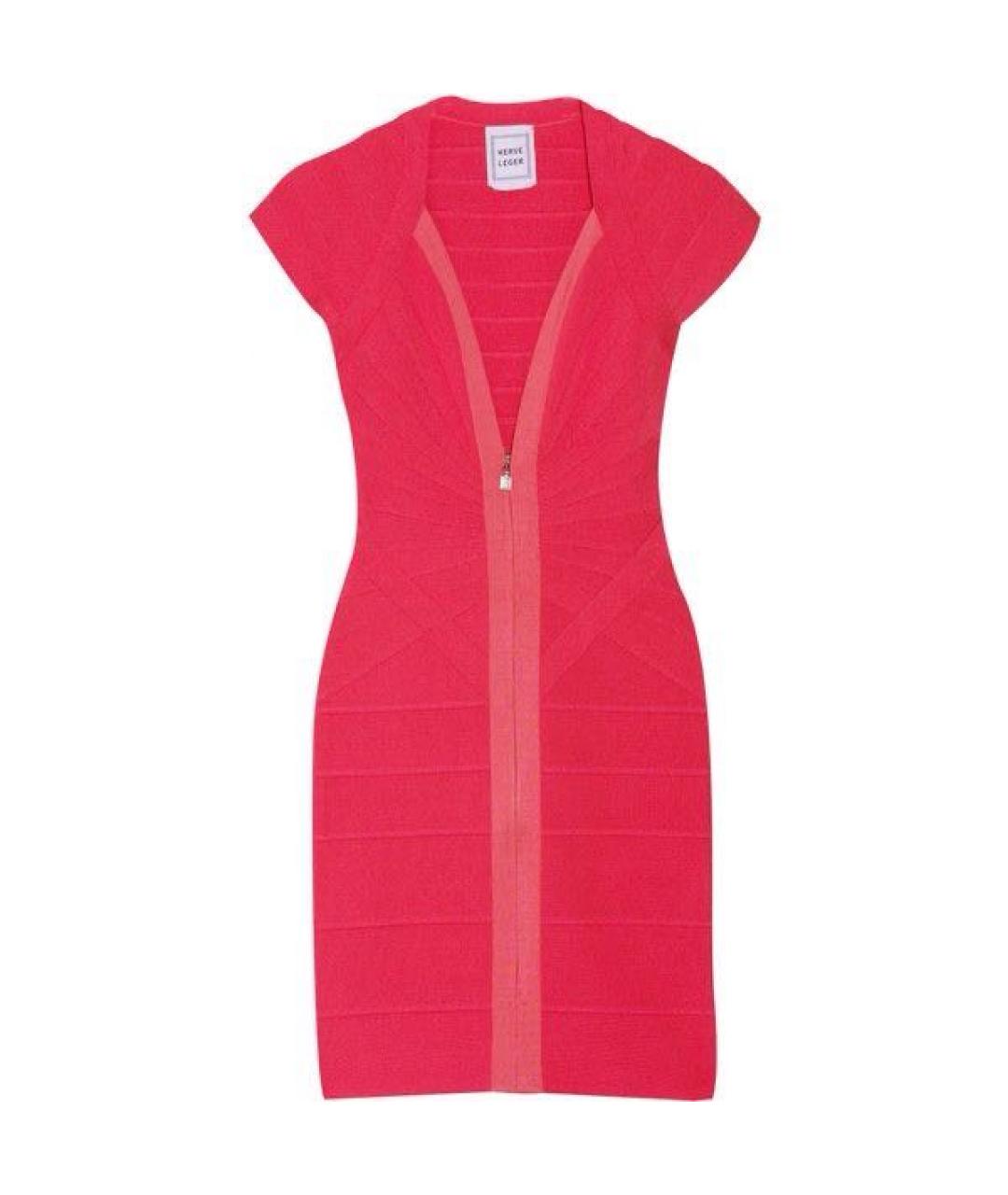 HERVE LEGER Розовое вискозное коктейльное платье, фото 1