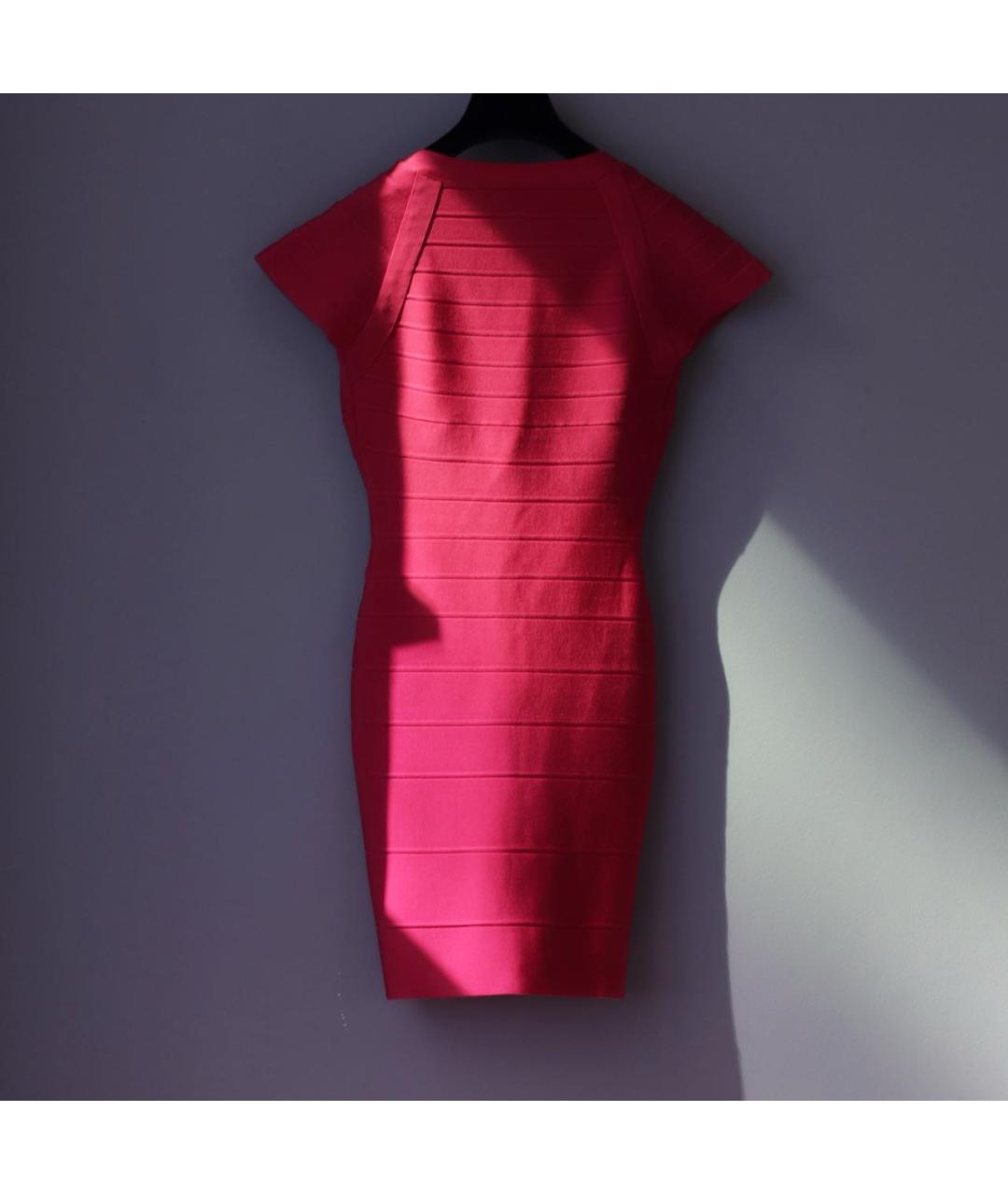HERVE LEGER Розовое вискозное коктейльное платье, фото 2