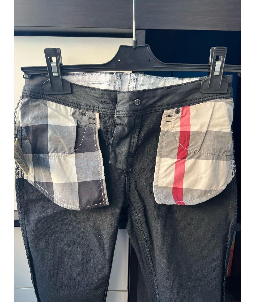 BURBERRY Белые хлопко-полиэстеровые джинсы слим, фото 3