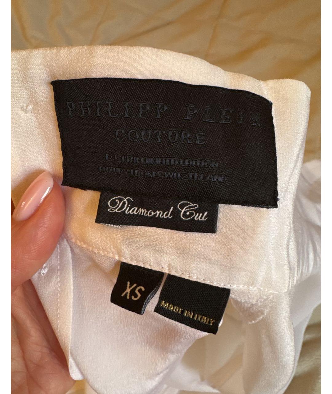 PHILIPP PLEIN Белая шелковая блузы, фото 3
