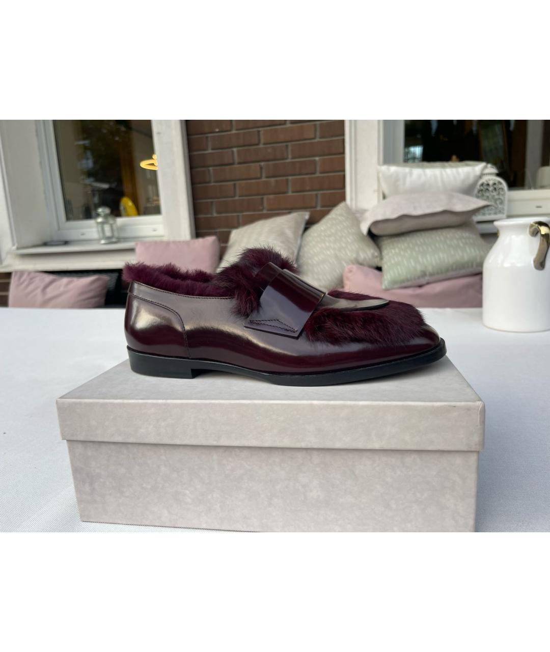 JIMMY CHOO Бордовые кожаные лоферы, фото 6