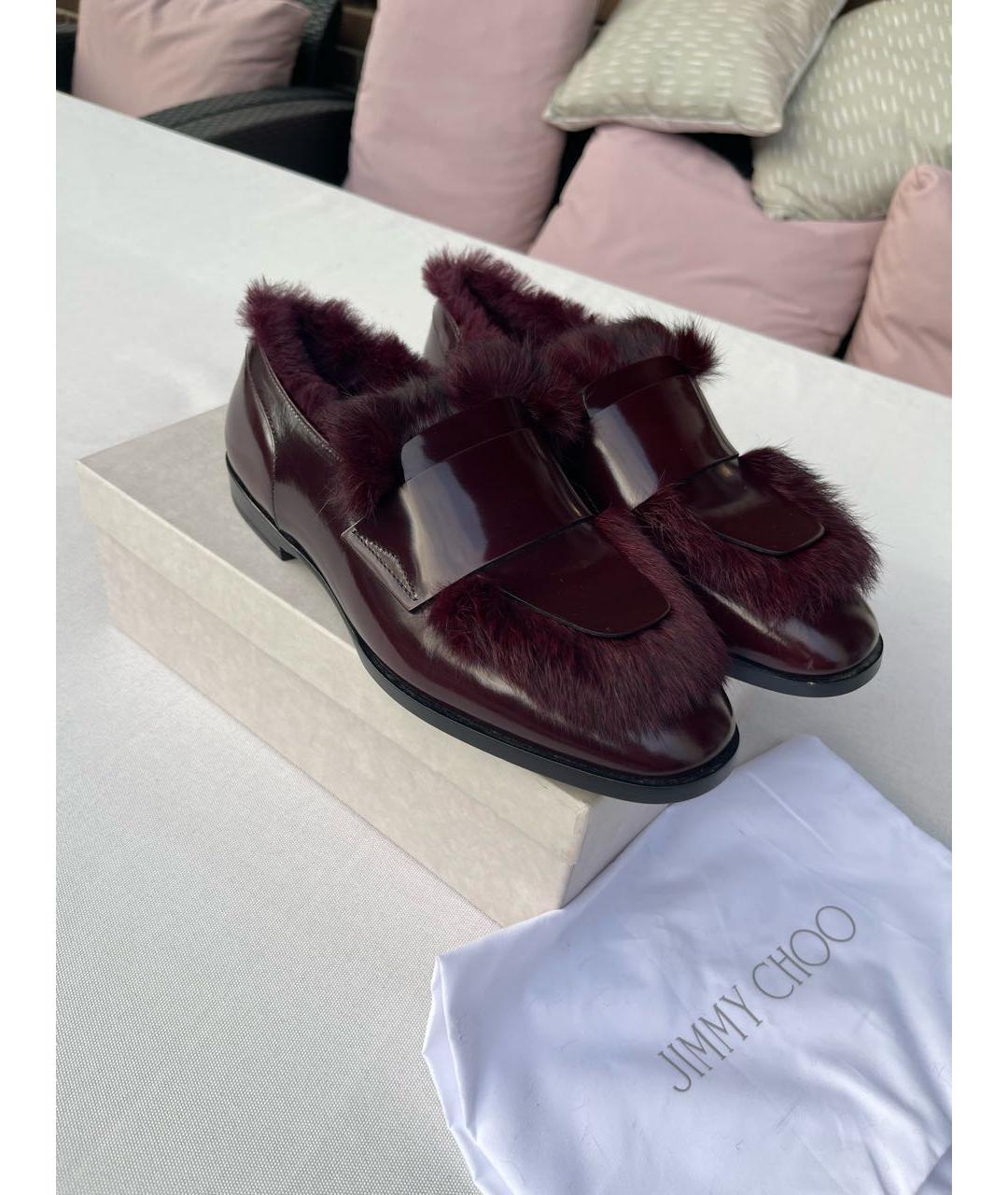 JIMMY CHOO Бордовые кожаные лоферы, фото 5