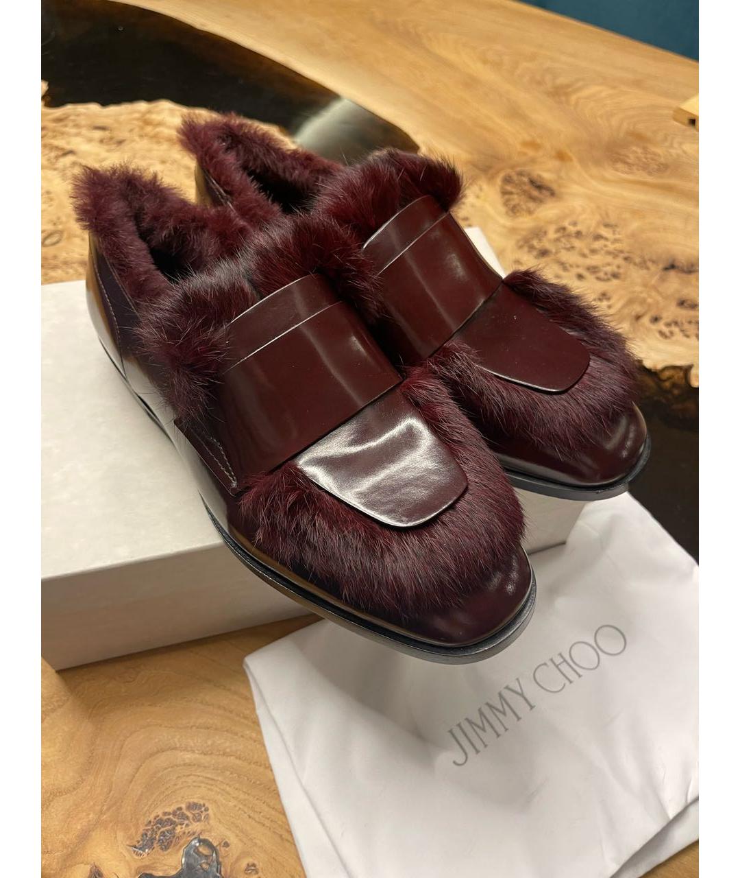 JIMMY CHOO Бордовые кожаные лоферы, фото 2