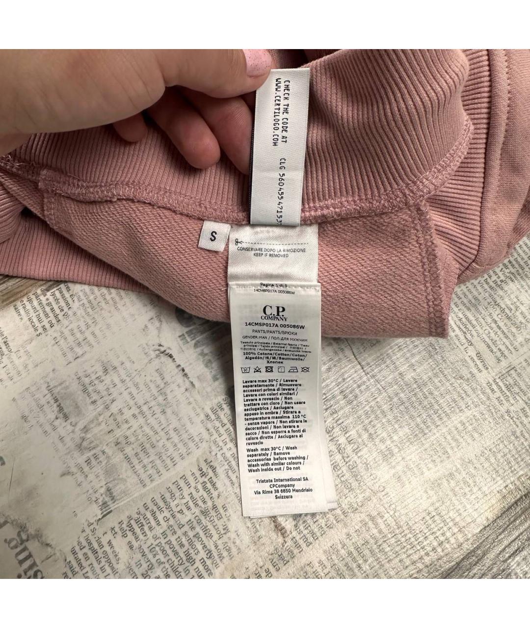 CP COMPANY Розовые хлопковые повседневные брюки, фото 7
