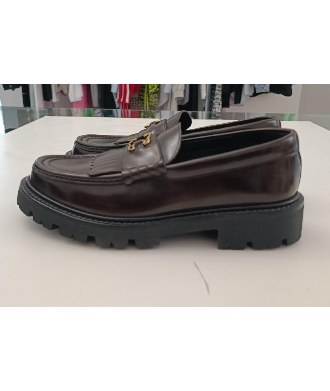 CELINE Бордовые кожаные лоферы, фото 5