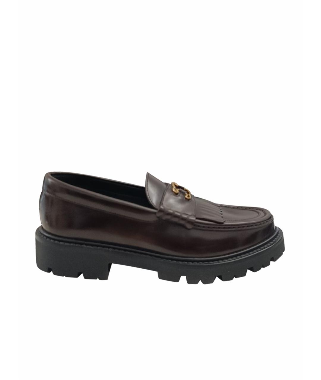 CELINE Бордовые кожаные лоферы, фото 1