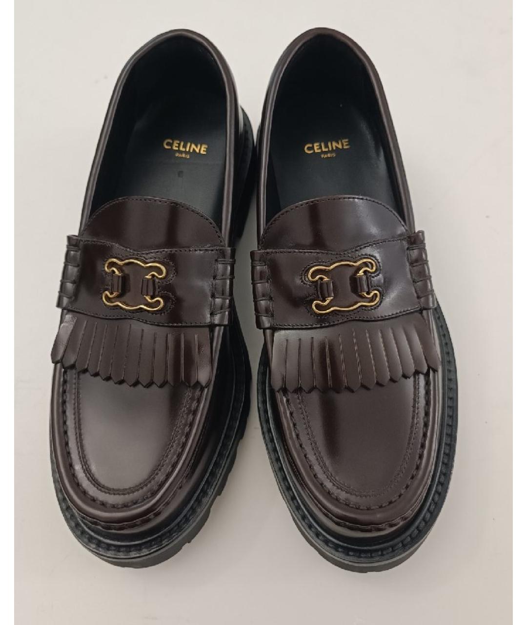 CELINE Бордовые кожаные лоферы, фото 3