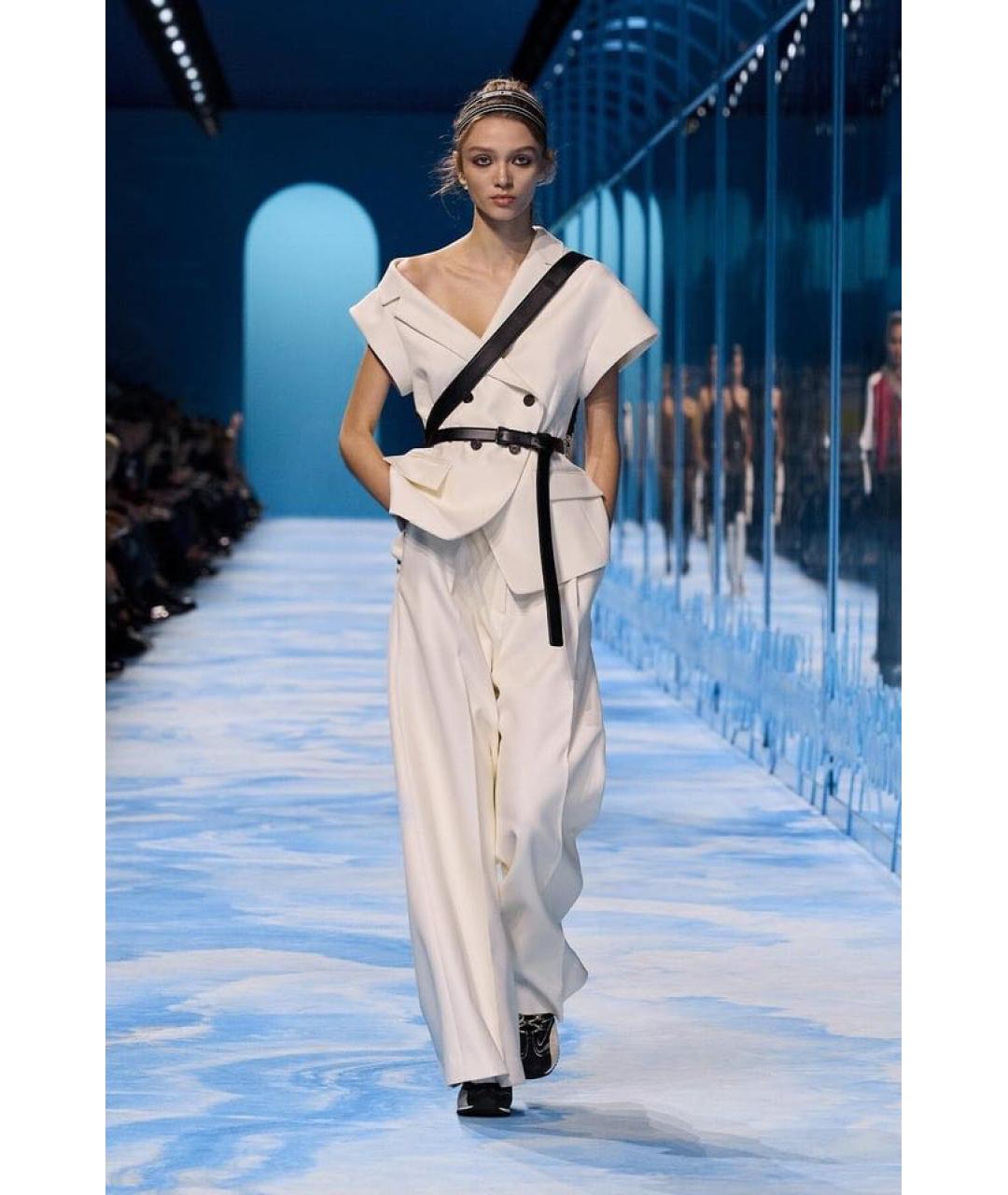 CHRISTIAN DIOR Белые шерстяные брюки широкие, фото 6