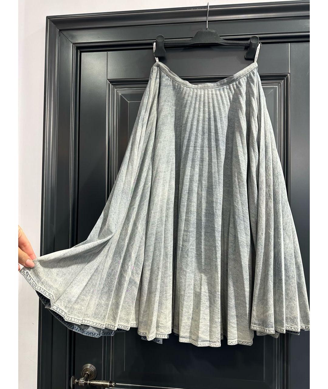 CHRISTIAN DIOR Голубая хлопковая юбка миди, фото 2