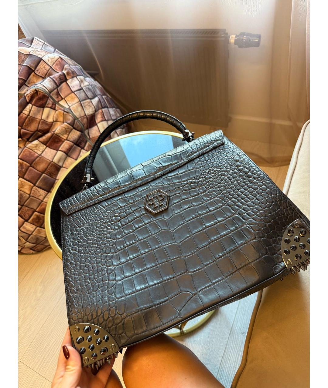 PHILIPP PLEIN Черная сумка с короткими ручками, фото 5