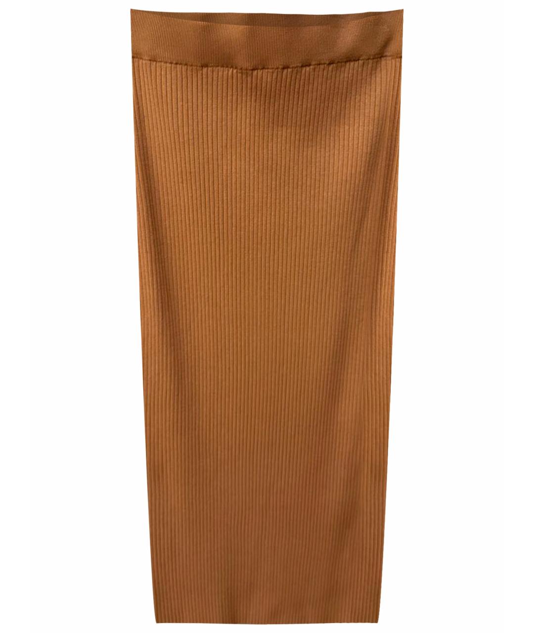 WEEKEND MAX MARA Горчичная вискозная юбка миди, фото 1