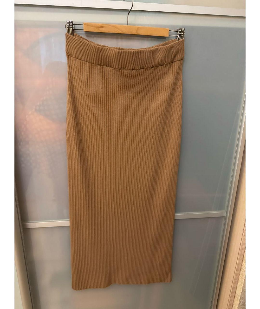 WEEKEND MAX MARA Горчичная вискозная юбка миди, фото 4