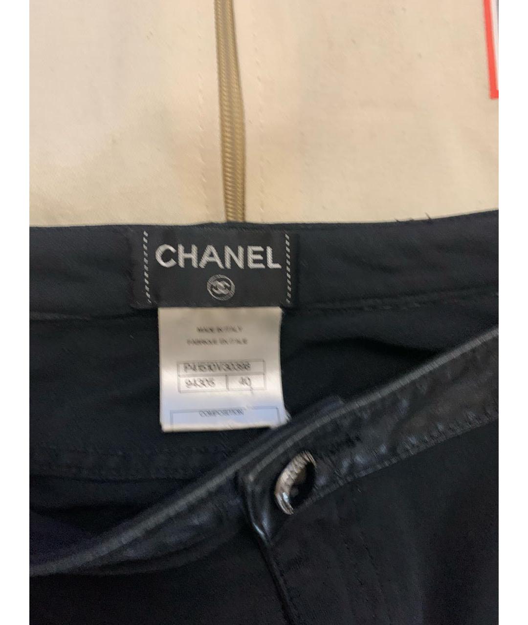 CHANEL Черные кожаные прямые брюки, фото 3