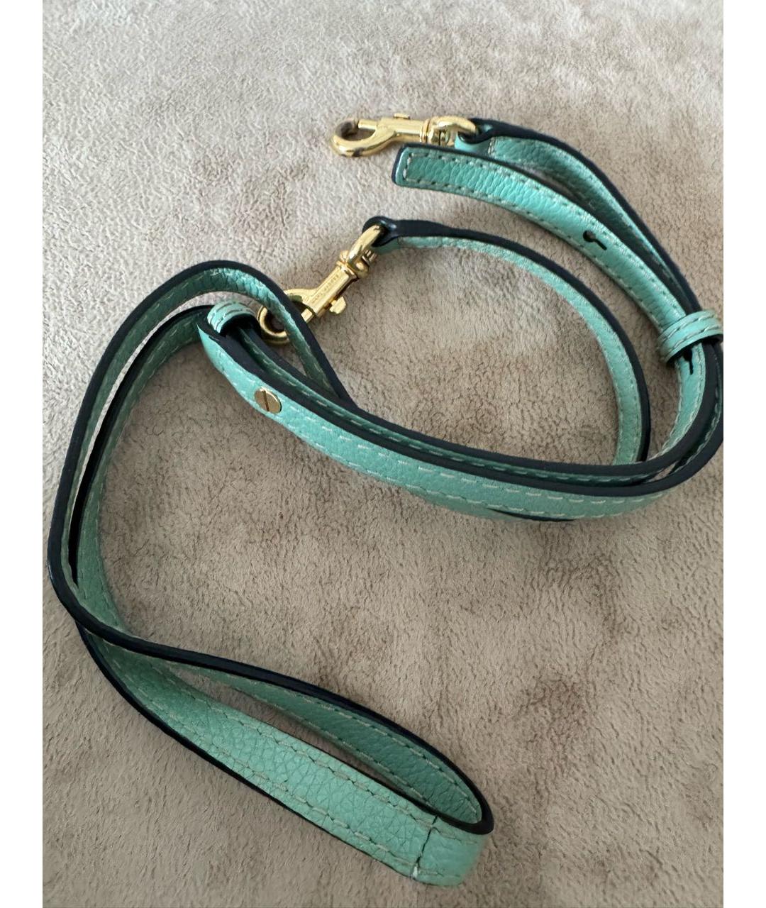MARC JACOBS Бирюзовая кожаная сумка с короткими ручками, фото 7