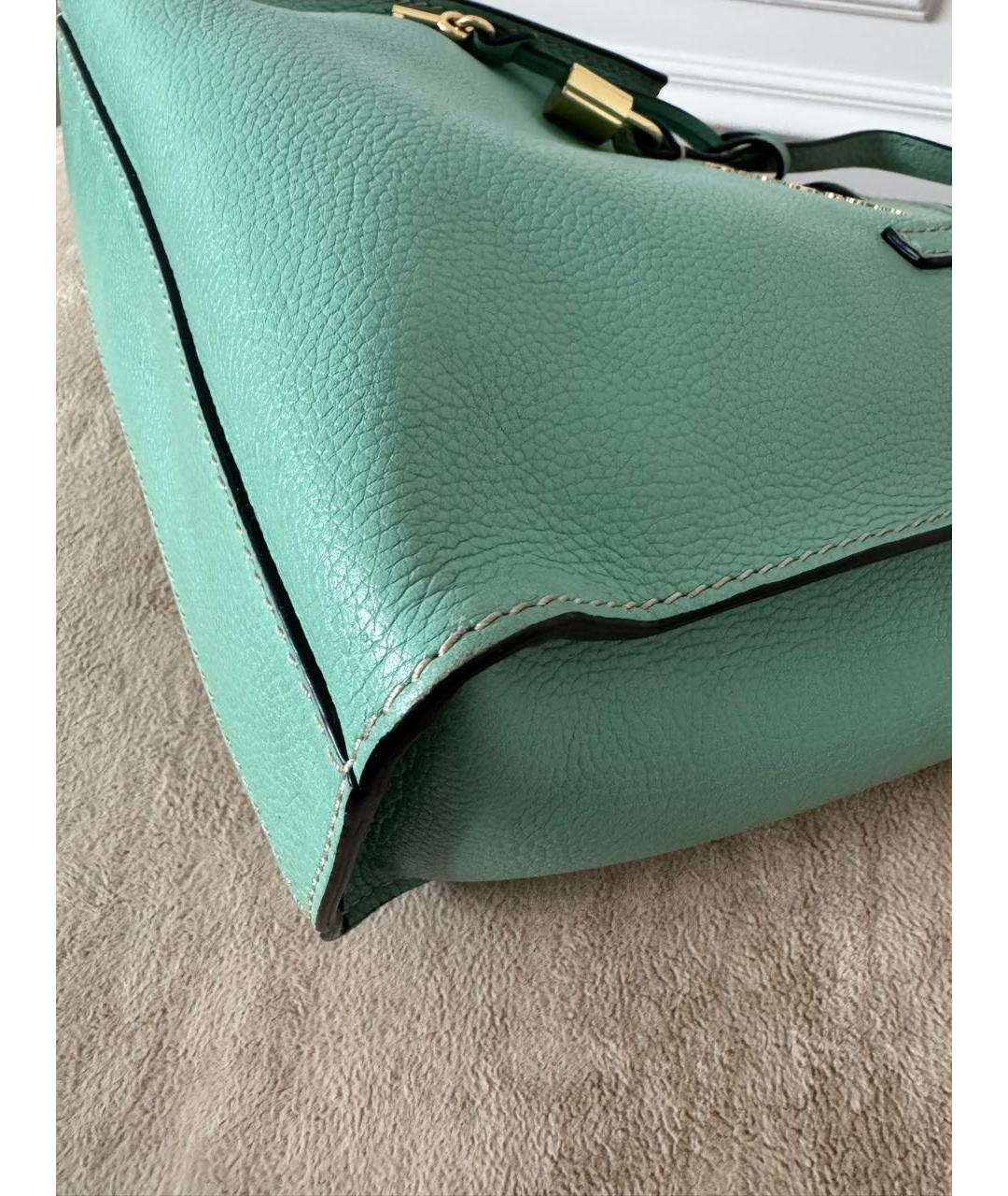 MARC JACOBS Бирюзовая кожаная сумка с короткими ручками, фото 8