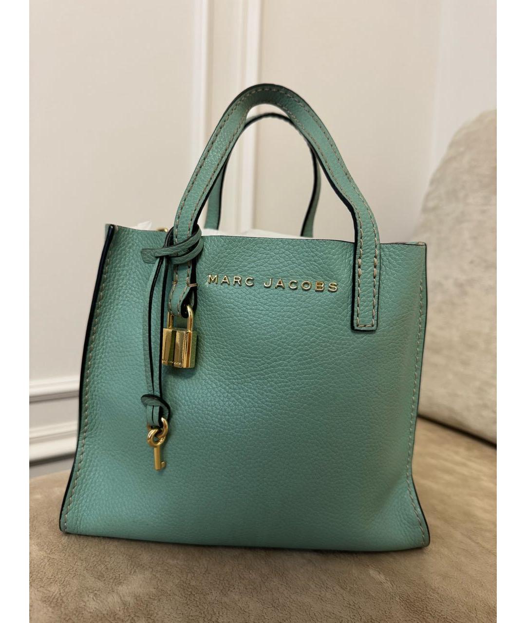 MARC JACOBS Бирюзовая кожаная сумка с короткими ручками, фото 2