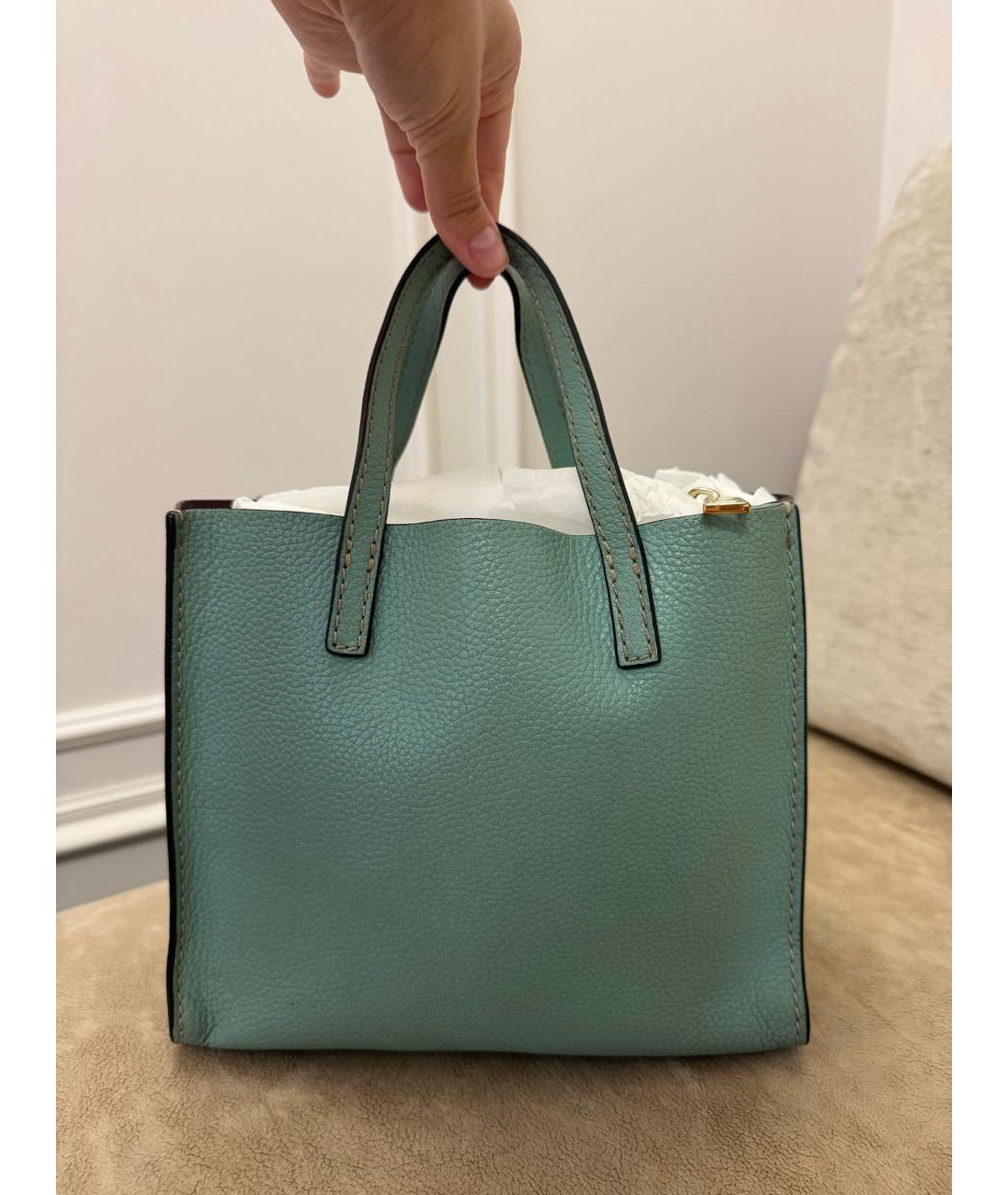MARC JACOBS Бирюзовая кожаная сумка с короткими ручками, фото 6