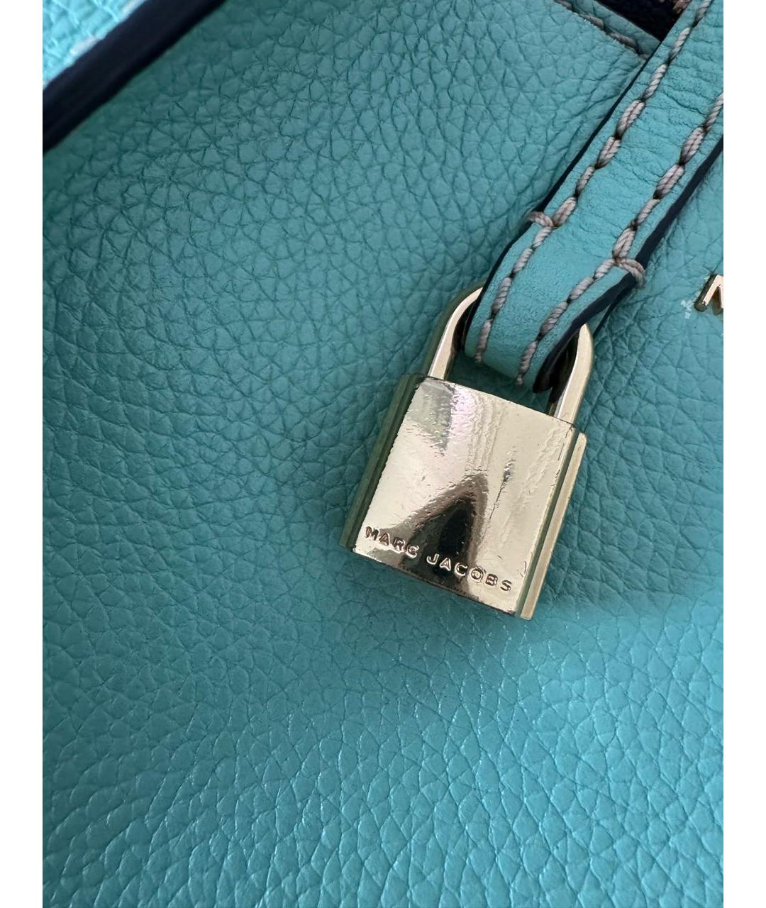 MARC JACOBS Бирюзовая кожаная сумка с короткими ручками, фото 5