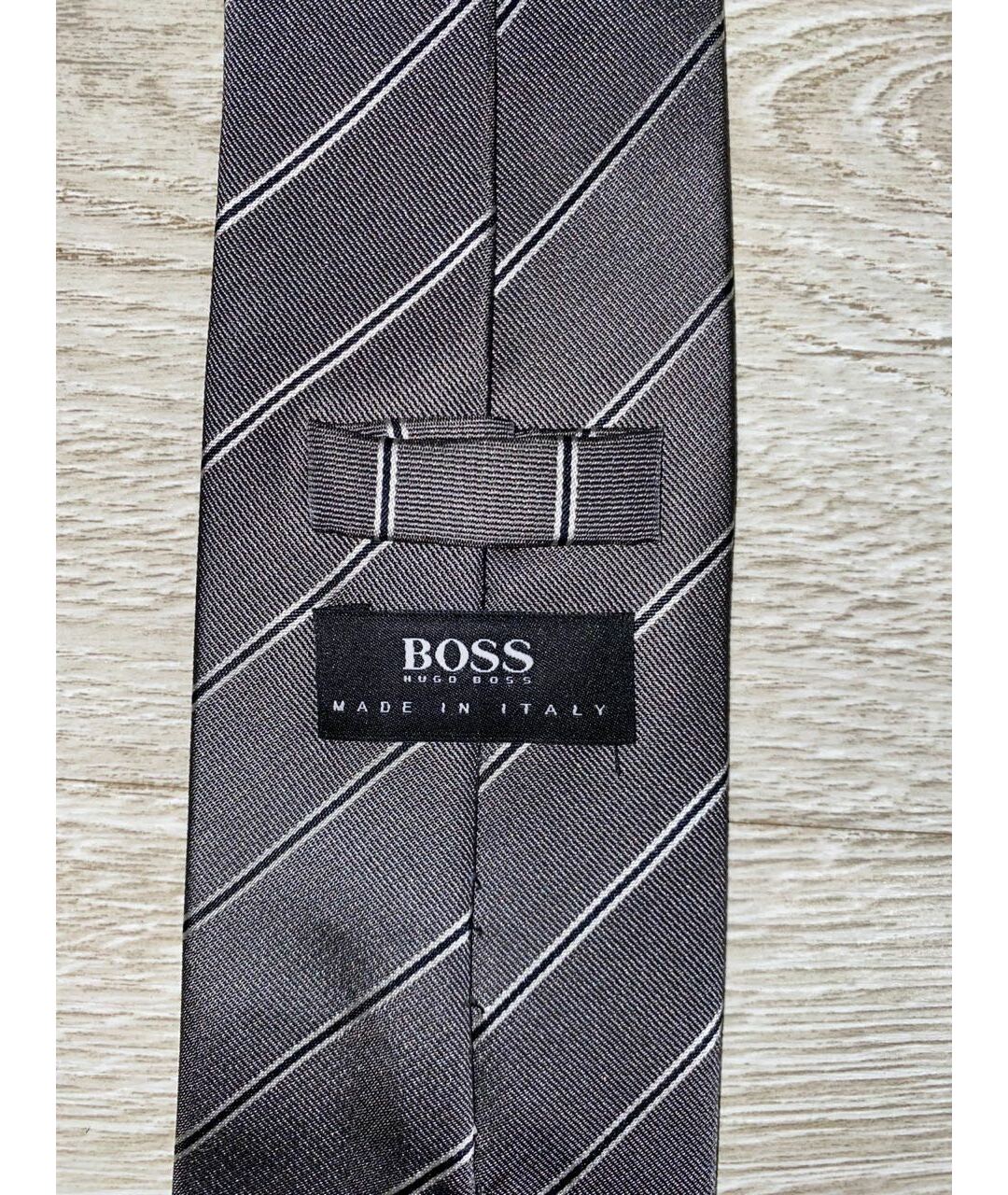 HUGO BOSS Серый шелковый галстук, фото 3