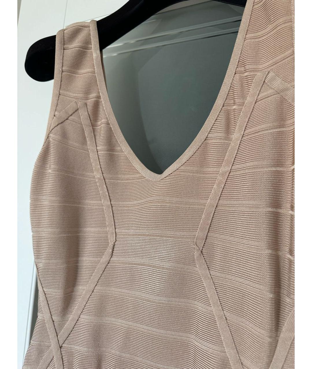HERVE LEGER Бежевое коктейльное платье, фото 3