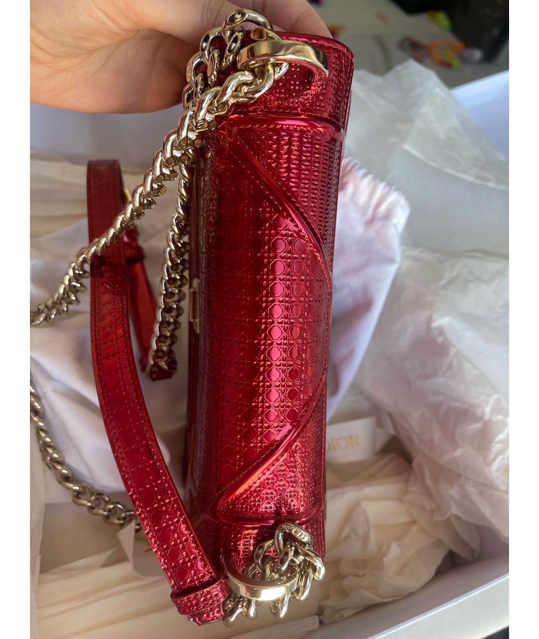 CHRISTIAN DIOR Красная сумка через плечо из лакированной кожи, фото 8