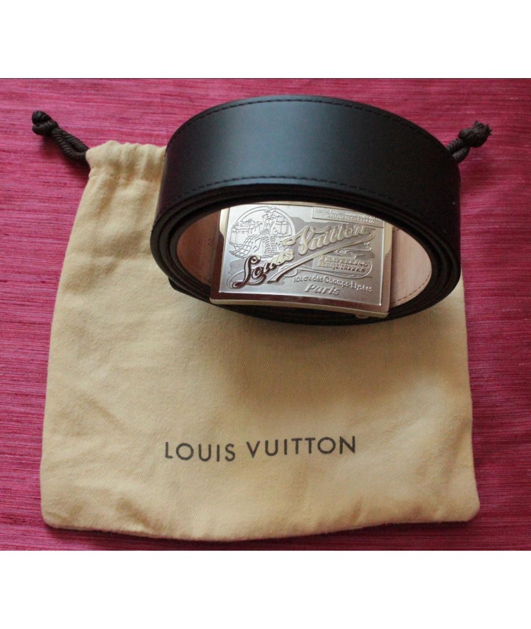 LOUIS VUITTON Черный кожаный ремень, фото 6