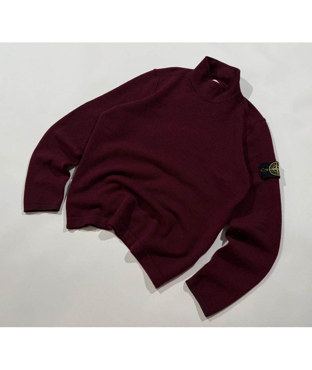 STONE ISLAND Бордовый шерстяной джемпер / свитер, фото 2