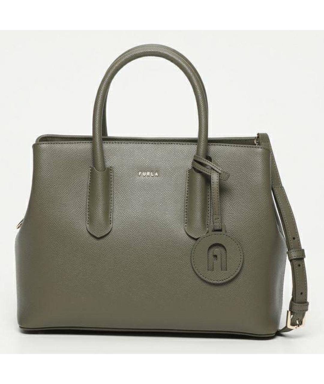 FURLA Хаки кожаная сумка тоут, фото 8