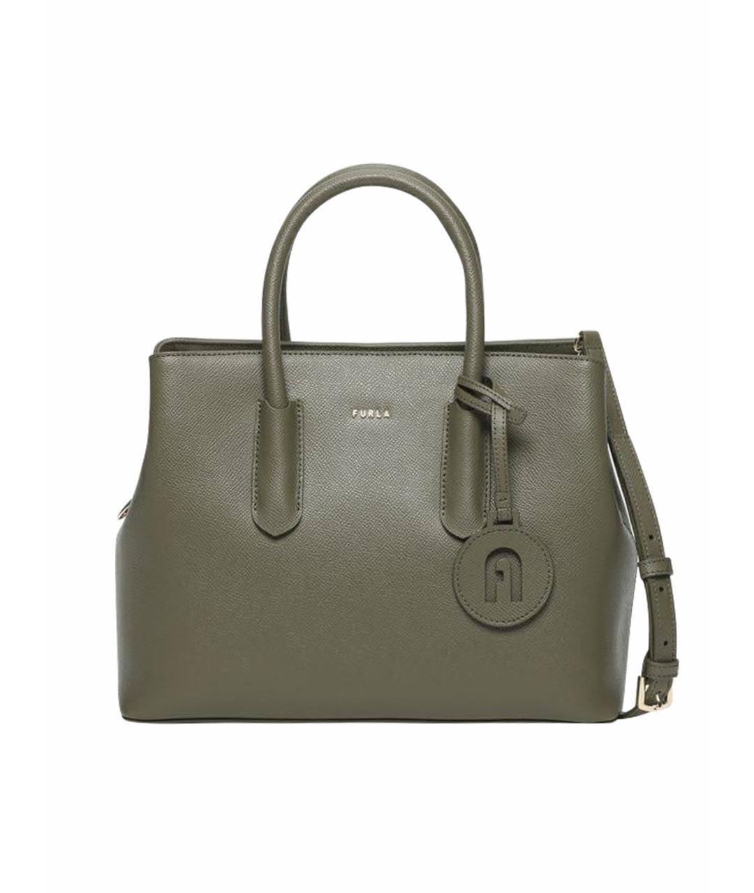 FURLA Хаки кожаная сумка тоут, фото 1
