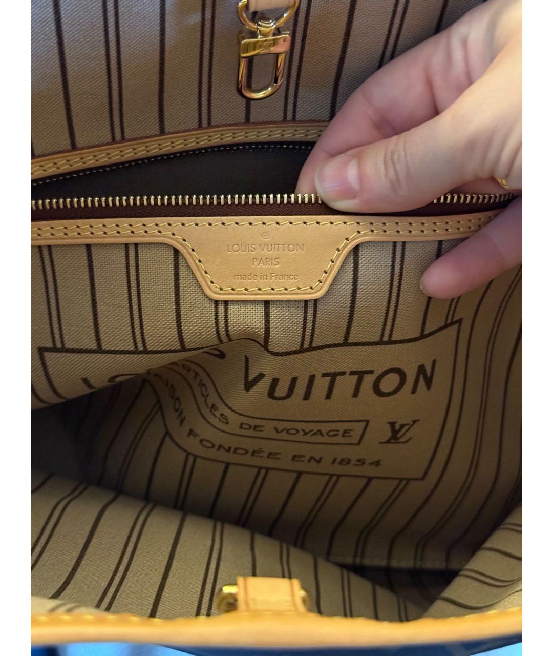 LOUIS VUITTON Коричневая кожаная сумка тоут, фото 3