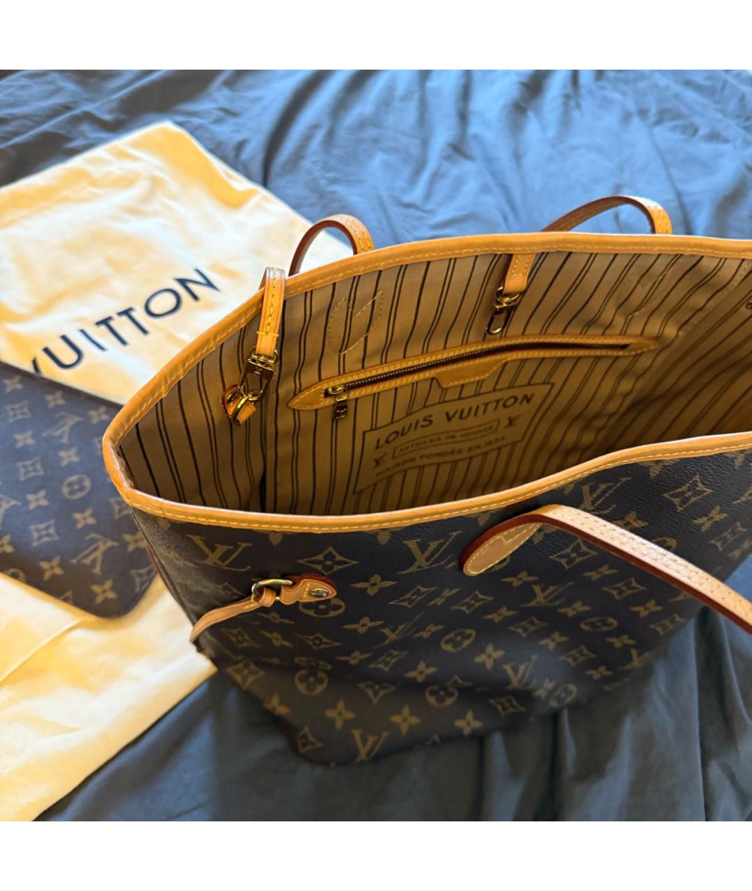 LOUIS VUITTON Коричневая кожаная сумка тоут, фото 5