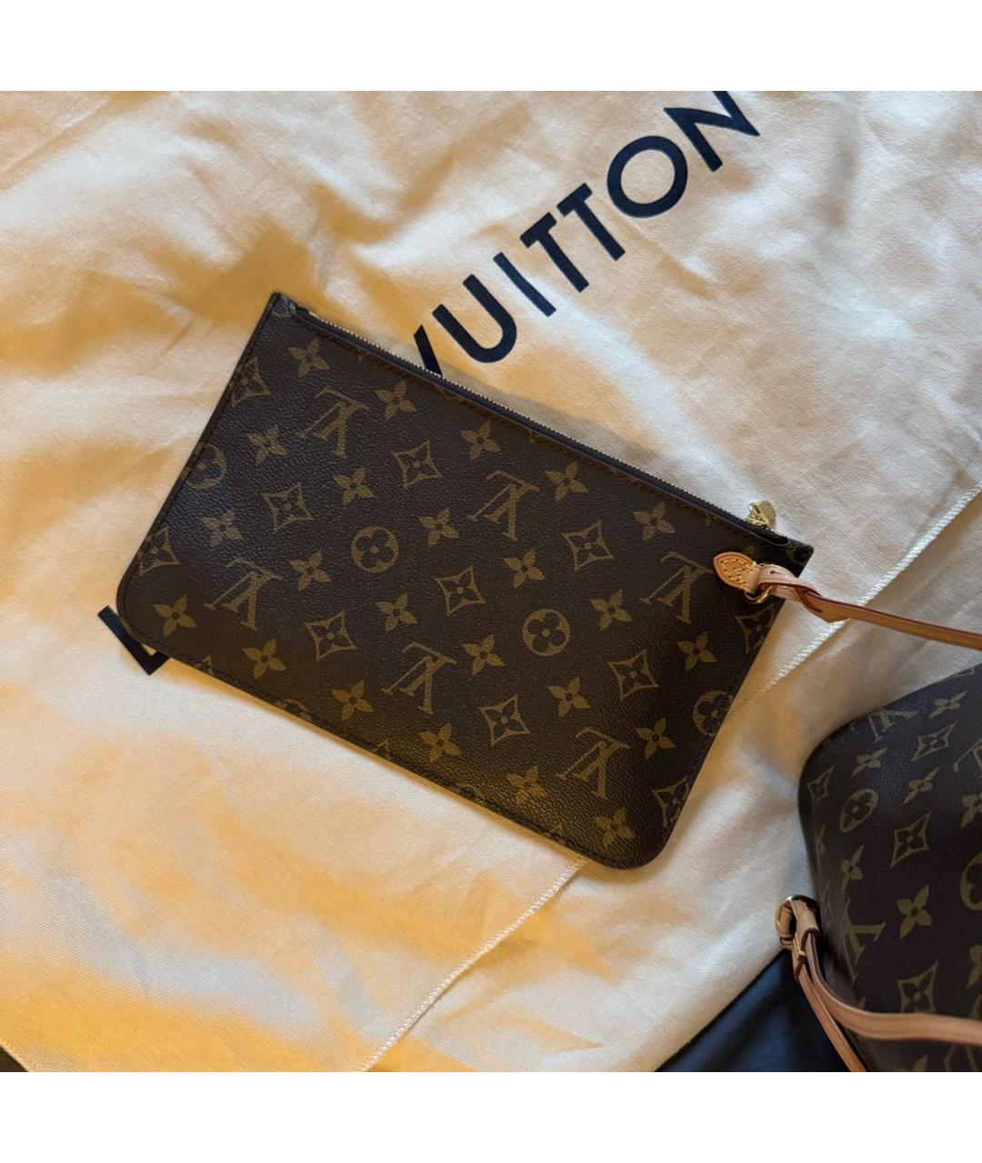 LOUIS VUITTON Коричневая кожаная сумка тоут, фото 4