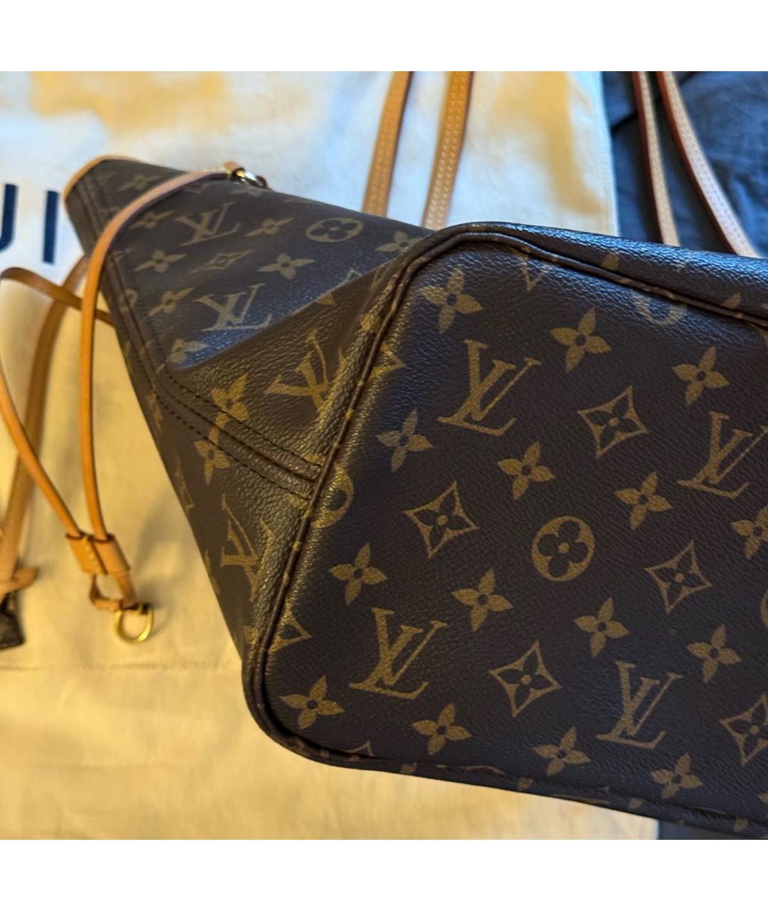 LOUIS VUITTON Коричневая кожаная сумка тоут, фото 7